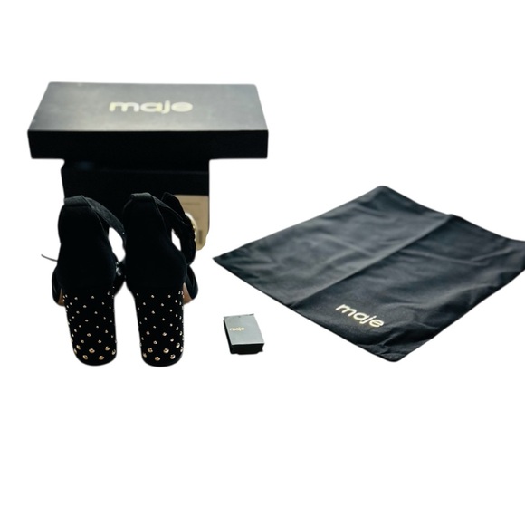 MAJE Paris Studded Block Heel Suede Sandals Heels - Picture 6 of 15